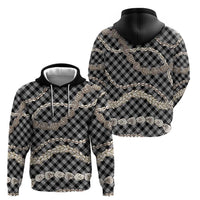 Black Aloha Hawaii Shell Lei Zip Hoodie Palaka Hebrew Cone Honey Cowrie Elegant Curves LT14 - Polynesian Pride