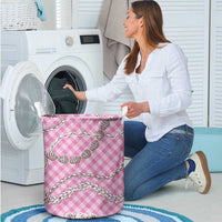 Pink Aloha Hawaii Shell Lei Laundry Basket Palaka Hebrew Cone Honey Cowrie Elegant Curves - Polynesian Pride