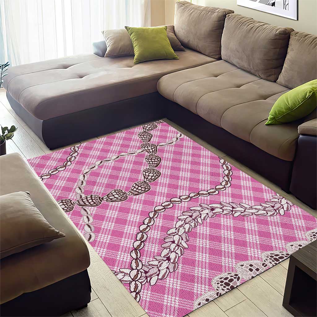 Pink Aloha Hawaii Shell Lei Area Rug Palaka Hebrew Cone Honey Cowrie Elegant Curves - Polynesian Pride