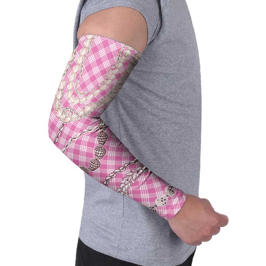 Pink Aloha Hawaii Shell Lei Arm Sleeves Palaka Hebrew Cone Honey Cowrie Elegant Curves - Polynesian Pride