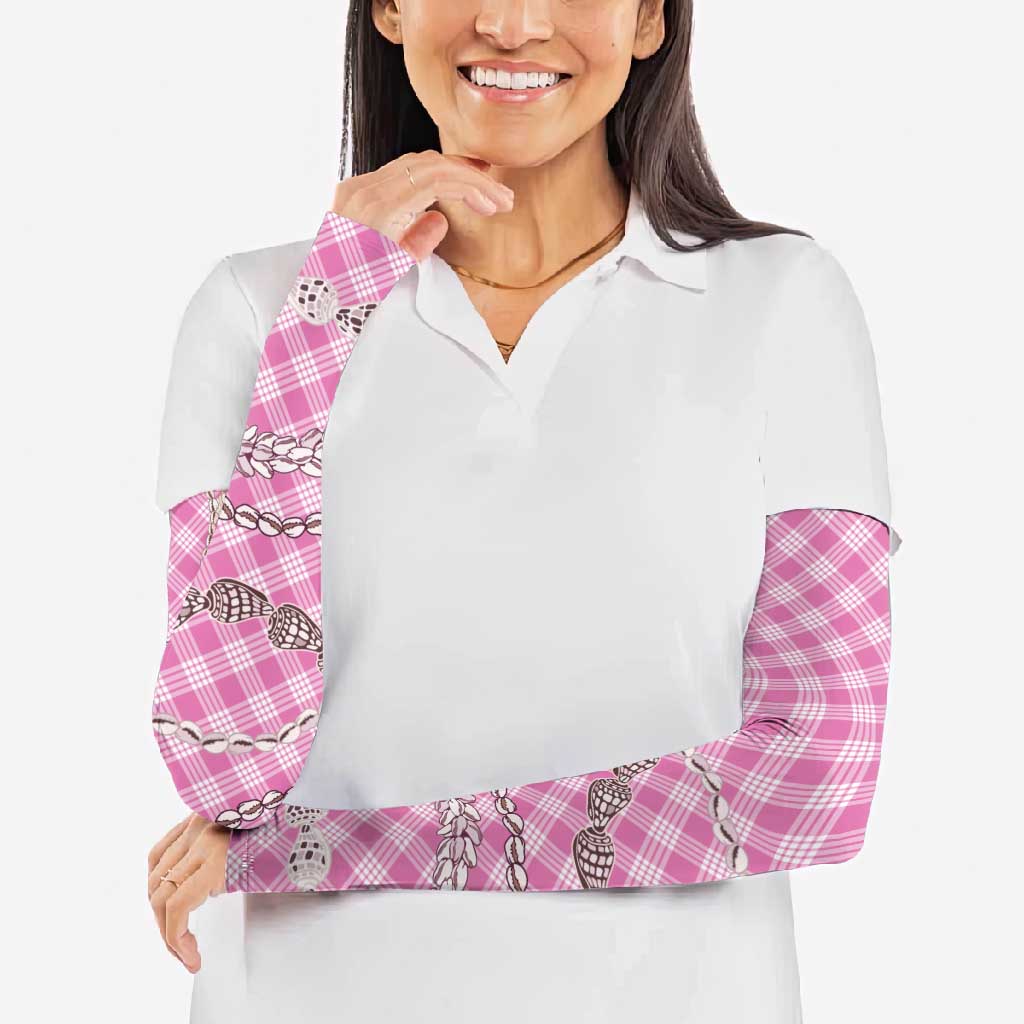 Pink Aloha Hawaii Shell Lei Arm Sleeves Palaka Hebrew Cone Honey Cowrie Elegant Curves - Polynesian Pride