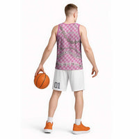 Pink Aloha Hawaii Shell Lei Basketball Jersey Palaka Hebrew Cone Honey Cowrie Elegant Curves - Polynesian Pride