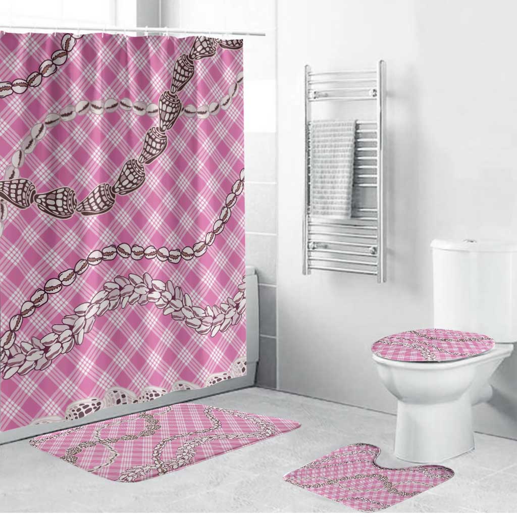 Pink Aloha Hawaii Shell Lei Bathroom Set Palaka Hebrew Cone Honey Cowrie Elegant Curves - Polynesian Pride