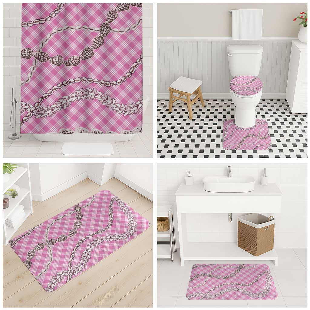 Pink Aloha Hawaii Shell Lei Bathroom Set Palaka Hebrew Cone Honey Cowrie Elegant Curves - Polynesian Pride