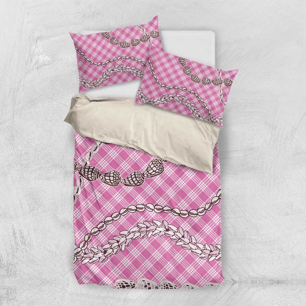 Pink Aloha Hawaii Shell Lei Bedding Set Palaka Hebrew Cone Honey Cowrie Elegant Curves - Polynesian Pride