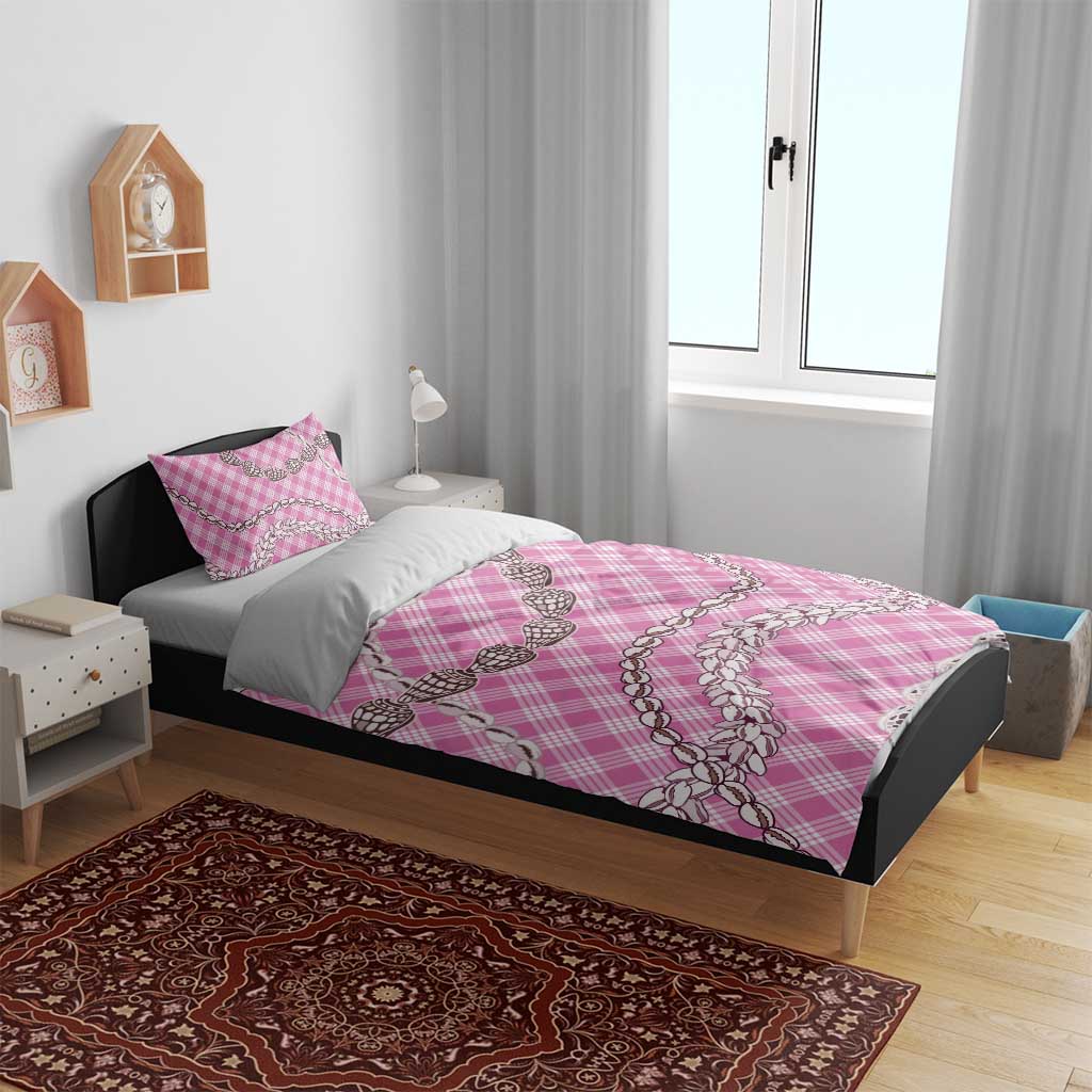 Pink Aloha Hawaii Shell Lei Bedding Set Palaka Hebrew Cone Honey Cowrie Elegant Curves - Polynesian Pride