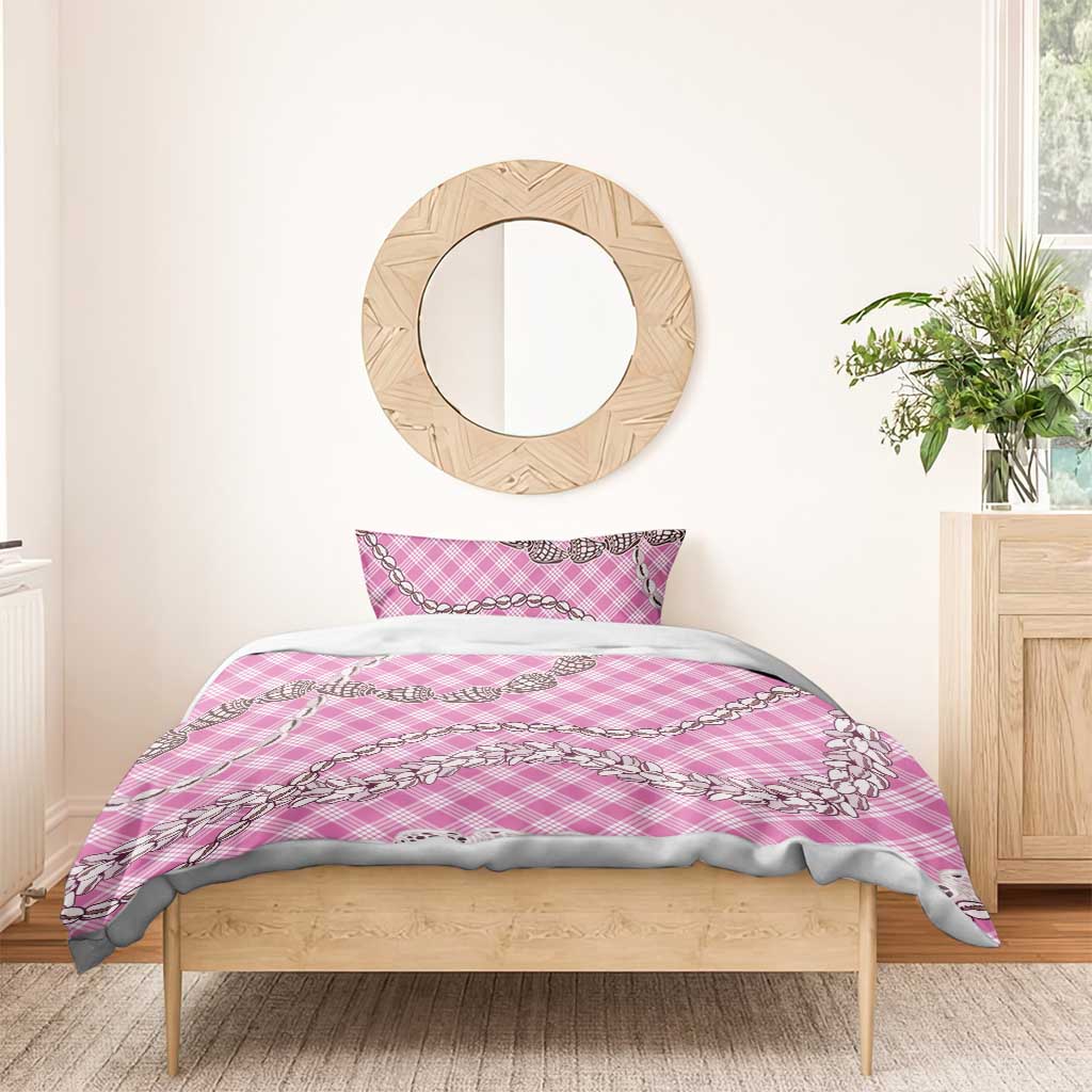 Pink Aloha Hawaii Shell Lei Bedding Set Palaka Hebrew Cone Honey Cowrie Elegant Curves - Polynesian Pride
