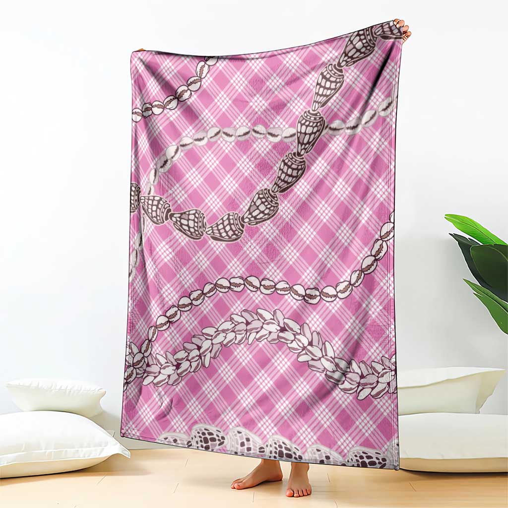 Pink Aloha Hawaii Shell Lei Blanket Palaka Hebrew Cone Honey Cowrie Elegant Curves - Polynesian Pride