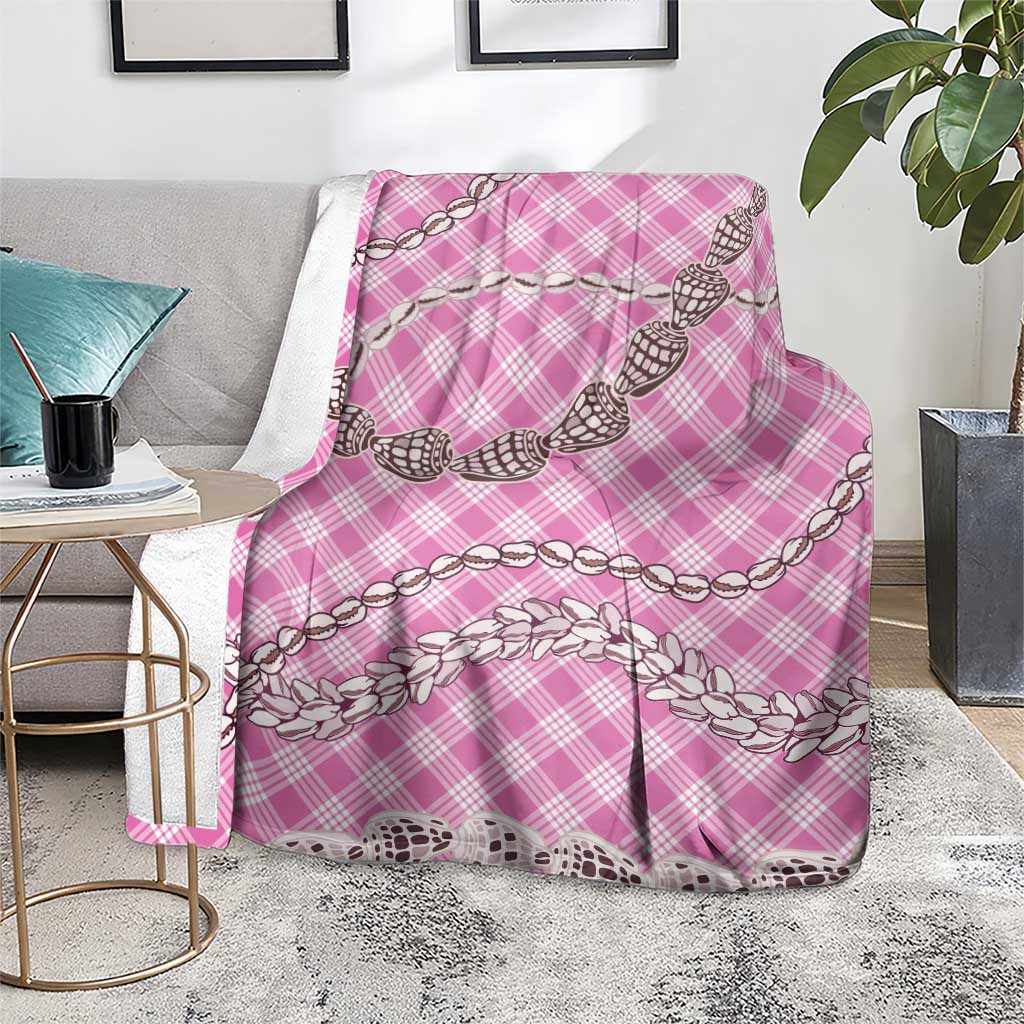 Pink Aloha Hawaii Shell Lei Blanket Palaka Hebrew Cone Honey Cowrie Elegant Curves - Polynesian Pride
