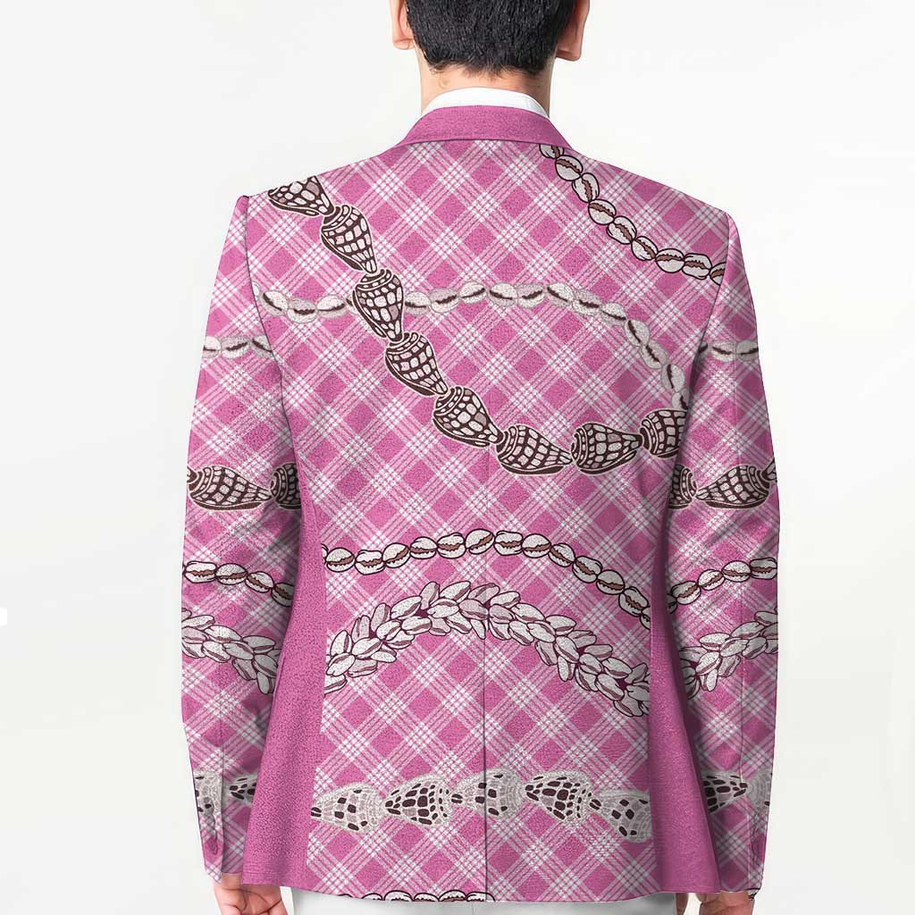 Pink Aloha Hawaii Shell Lei Blazer Palaka Hebrew Cone Honey Cowrie Elegant Curves - Polynesian Pride