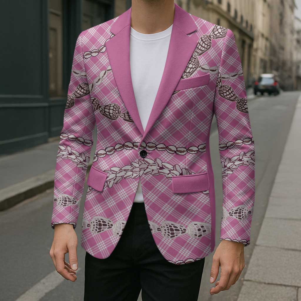 Pink Aloha Hawaii Shell Lei Blazer Palaka Hebrew Cone Honey Cowrie Elegant Curves - Polynesian Pride