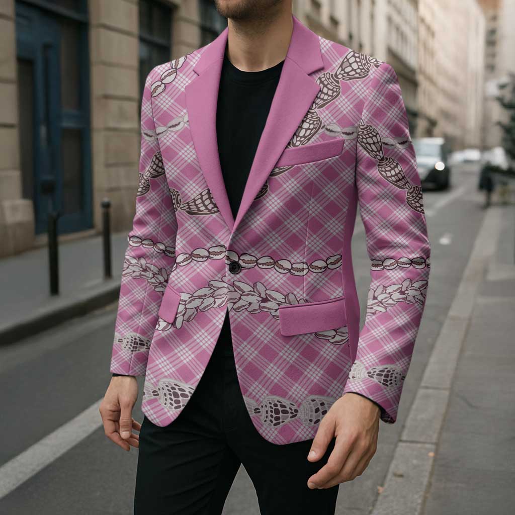 Pink Aloha Hawaii Shell Lei Blazer Palaka Hebrew Cone Honey Cowrie Elegant Curves - Polynesian Pride
