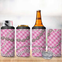 Pink Aloha Hawaii Shell Lei 4 in 1 Can Cooler Tumbler Palaka Hebrew Cone Honey Cowrie Elegant Curves LT14 - Polynesian Pride