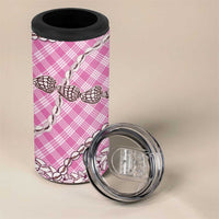 Pink Aloha Hawaii Shell Lei 4 in 1 Can Cooler Tumbler Palaka Hebrew Cone Honey Cowrie Elegant Curves LT14 - Polynesian Pride