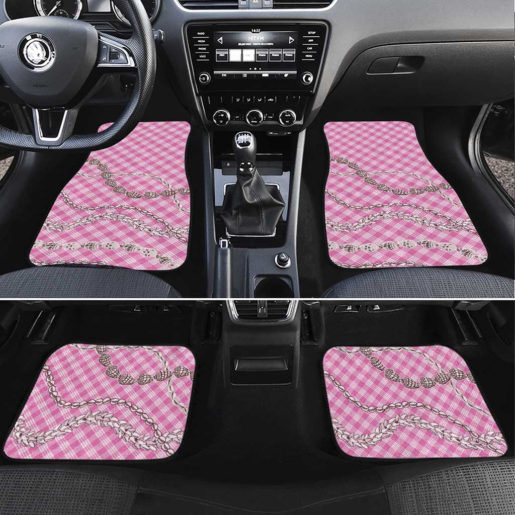 Pink Aloha Hawaii Shell Lei Car Mats Palaka Hebrew Cone Honey Cowrie Elegant Curves LT14 Set 4pcs Pink - Polynesian Pride