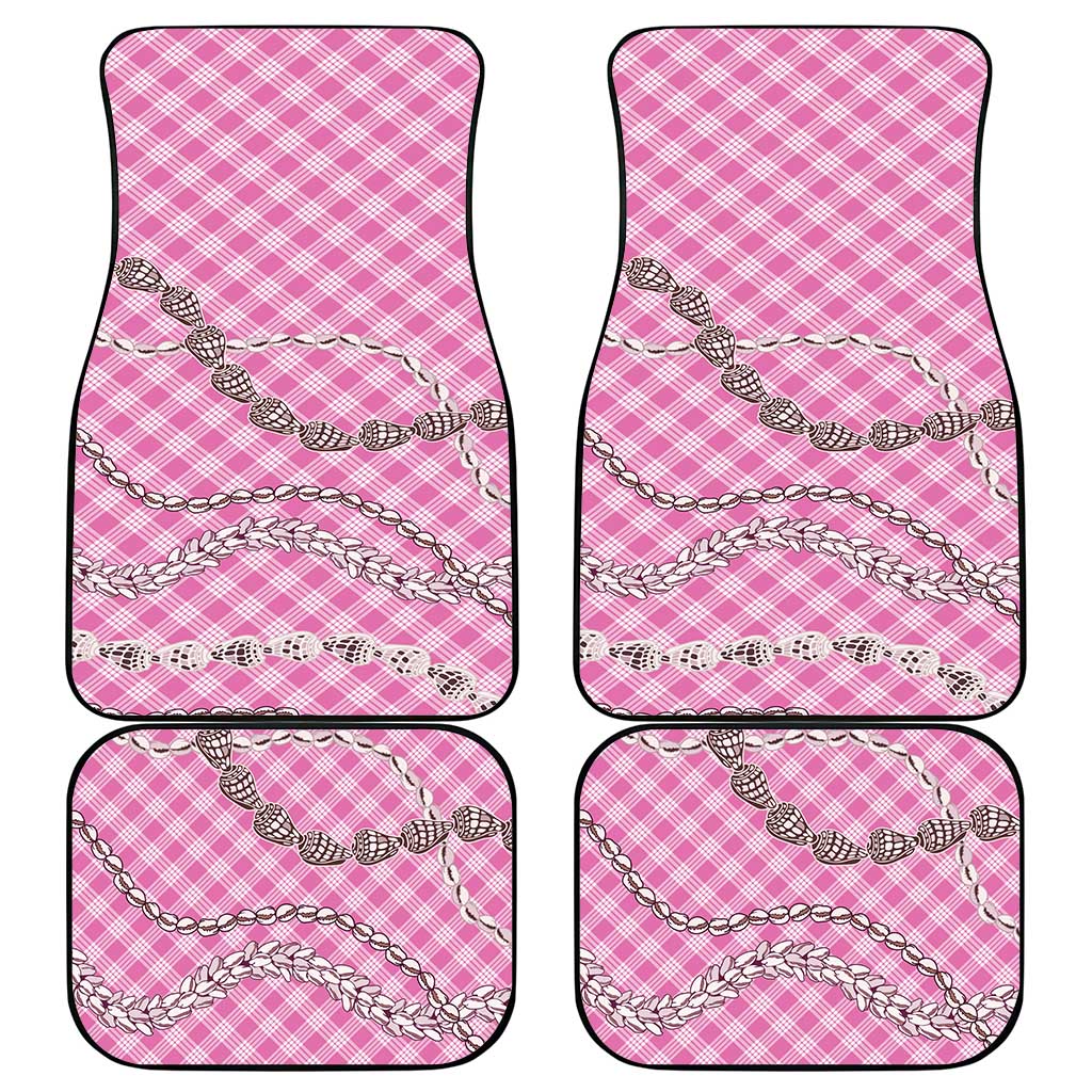 Pink Aloha Hawaii Shell Lei Car Mats Palaka Hebrew Cone Honey Cowrie Elegant Curves LT14 - Polynesian Pride