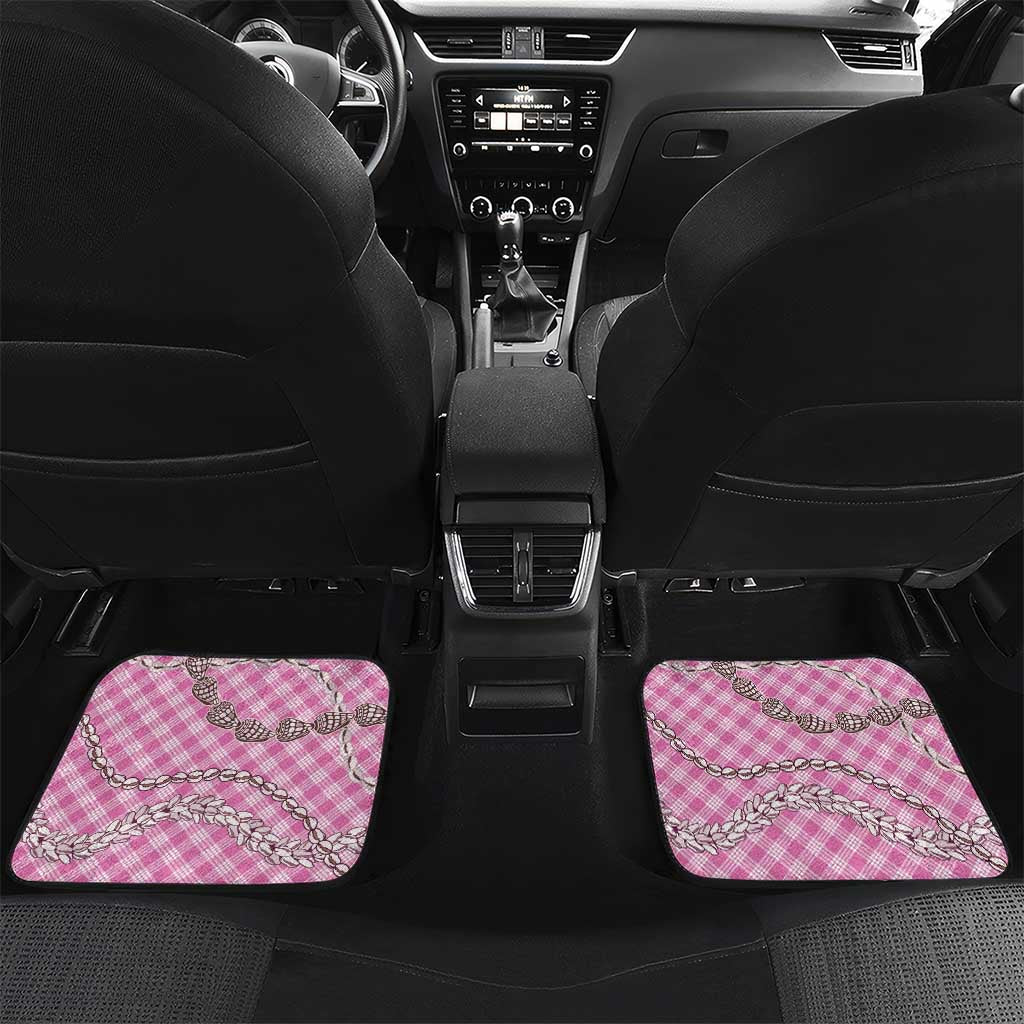 Pink Aloha Hawaii Shell Lei Car Mats Palaka Hebrew Cone Honey Cowrie Elegant Curves LT14 Set 2pcs - Back Pink - Polynesian Pride