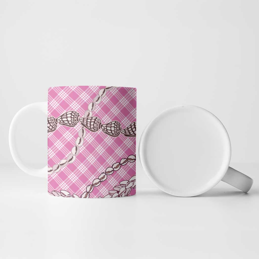 Pink Aloha Hawaii Shell Lei Ceramic Mug Palaka Hebrew Cone Honey Cowrie Elegant Curves - Polynesian Pride