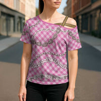 Pink Aloha Hawaii Shell Lei Cross Shoulder Shirt Palaka Hebrew Cone Honey Cowrie Elegant Curves LT14 - Polynesian Pride