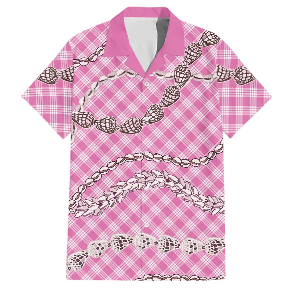 Pink Aloha Hawaii Shell Lei Family Matching Long Sleeve Bodycon Dress and Hawaiian Shirt Palaka Hebrew Cone Honey Cowrie Elegant Curves LT14 Dad's Shirt - Short Sleeve Pink - Polynesian Pride