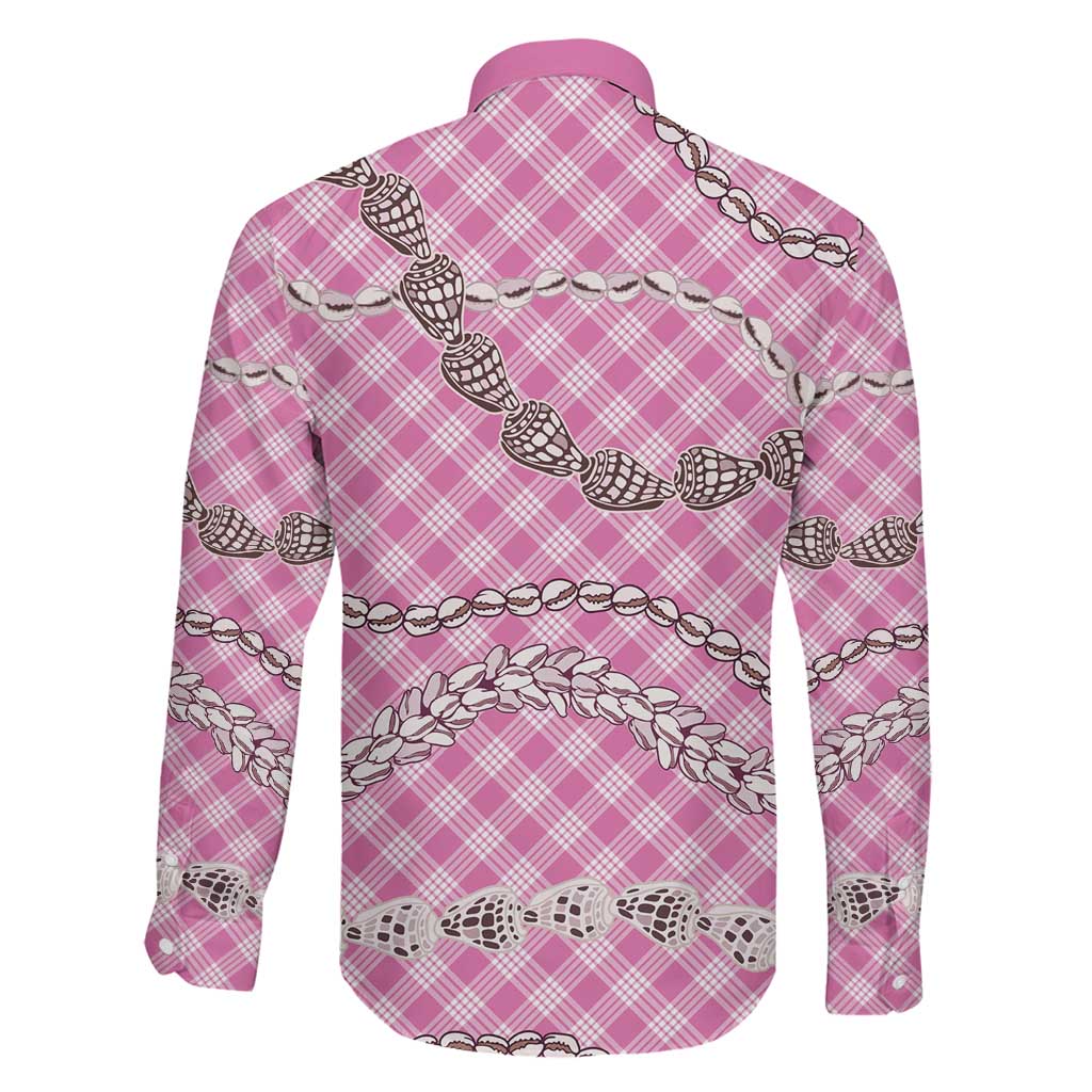 Pink Aloha Hawaii Shell Lei Family Matching Mermaid Dress and Hawaiian Shirt Palaka Hebrew Cone Honey Cowrie Elegant Curves LT14 - Polynesian Pride