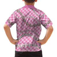 Pink Aloha Hawaii Shell Lei Family Matching Short Sleeve Bodycon Dress and Hawaiian Shirt Palaka Hebrew Cone Honey Cowrie Elegant Curves LT14 - Polynesian Pride
