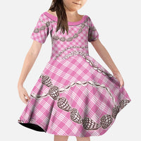 Pink Aloha Hawaii Shell Lei Family Matching Tank Maxi Dress and Hawaiian Shirt Palaka Hebrew Cone Honey Cowrie Elegant Curves LT14 Daughter's Dress Pink - Polynesian Pride
