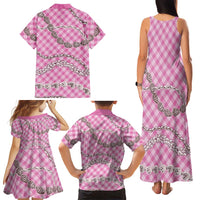 Pink Aloha Hawaii Shell Lei Family Matching Tank Maxi Dress and Hawaiian Shirt Palaka Hebrew Cone Honey Cowrie Elegant Curves LT14 - Polynesian Pride
