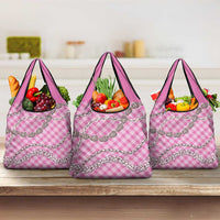 Pink Aloha Hawaii Shell Lei Grocery Bag Palaka Hebrew Cone Honey Cowrie Elegant Curves - Polynesian Pride