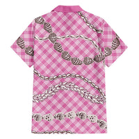 Pink Aloha Hawaii Shell Lei Hawaiian Shirt Palaka Hebrew Cone Honey Cowrie Elegant Curves - Polynesian Pride
