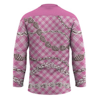 Pink Aloha Hawaii Shell Lei Hockey Jersey Palaka Hebrew Cone Honey Cowrie Elegant Curves LT14 - Polynesian Pride