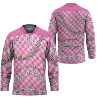 Pink Aloha Hawaii Shell Lei Hockey Jersey Palaka Hebrew Cone Honey Cowrie Elegant Curves LT14 - Polynesian Pride