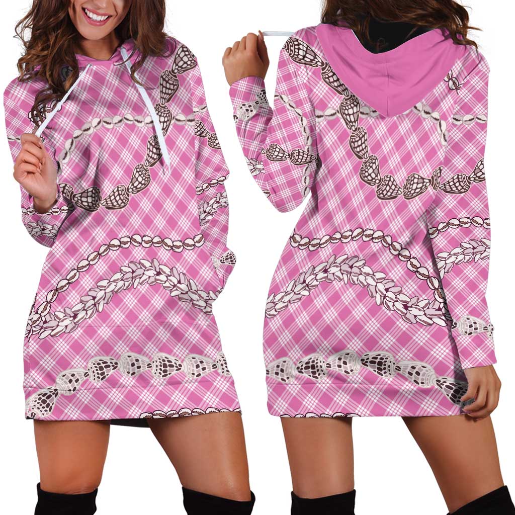 Pink Aloha Hawaii Shell Lei Hoodie Dress Palaka Hebrew Cone Honey Cowrie Elegant Curves LT14 - Polynesian Pride