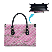 Pink Aloha Hawaii Shell Lei Leather Bag Palaka Hebrew Cone Honey Cowrie Elegant Curves - Polynesian Pride
