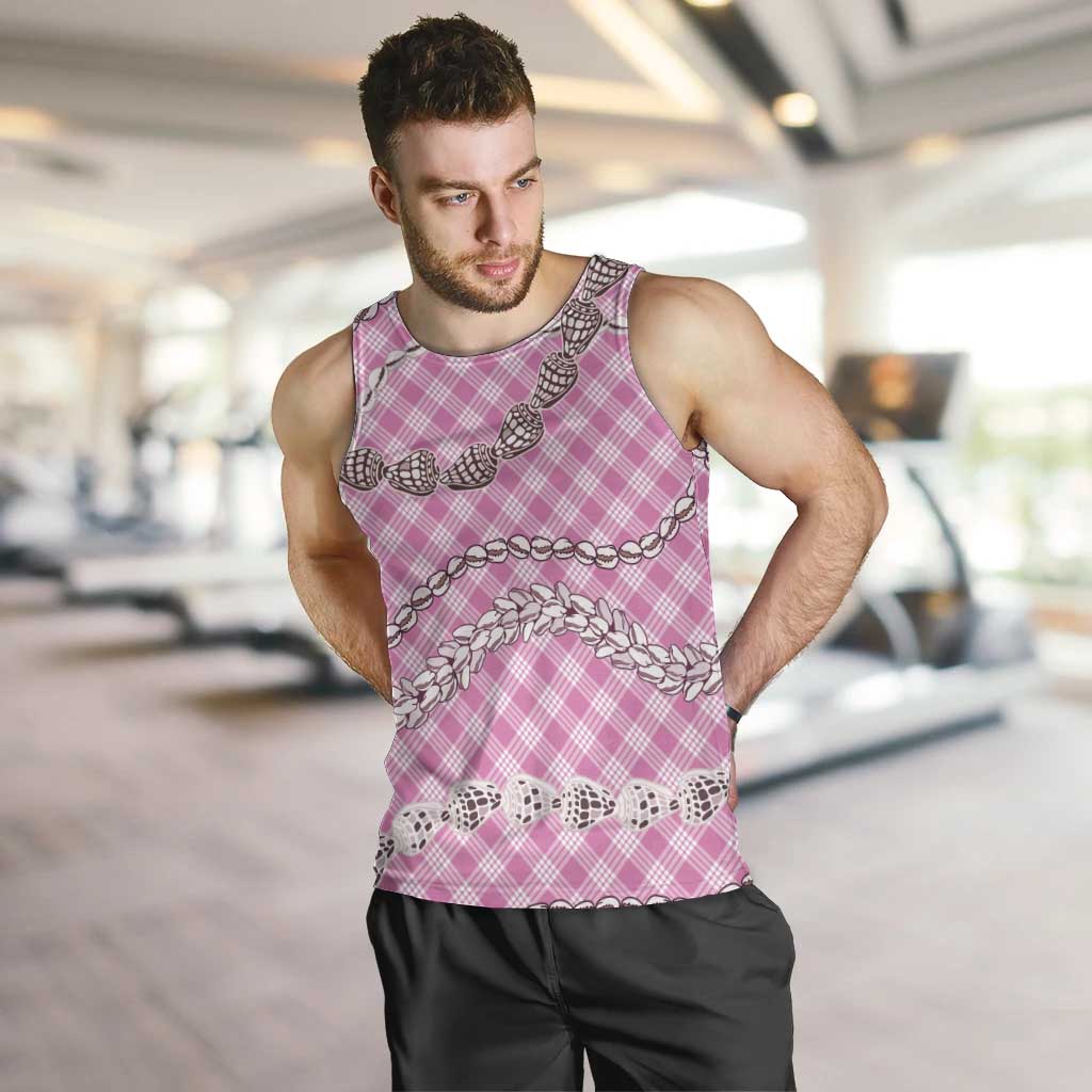 Pink Aloha Hawaii Shell Lei Men Tank Top Palaka Hebrew Cone Honey Cowrie Elegant Curves - Polynesian Pride