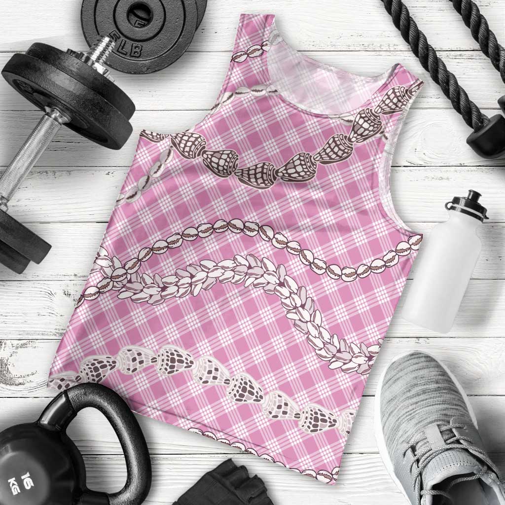 Pink Aloha Hawaii Shell Lei Men Tank Top Palaka Hebrew Cone Honey Cowrie Elegant Curves - Polynesian Pride