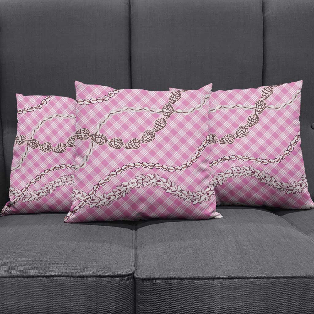 Pink Aloha Hawaii Shell Lei Pillow Cover Palaka Hebrew Cone Honey Cowrie Elegant Curves - Polynesian Pride