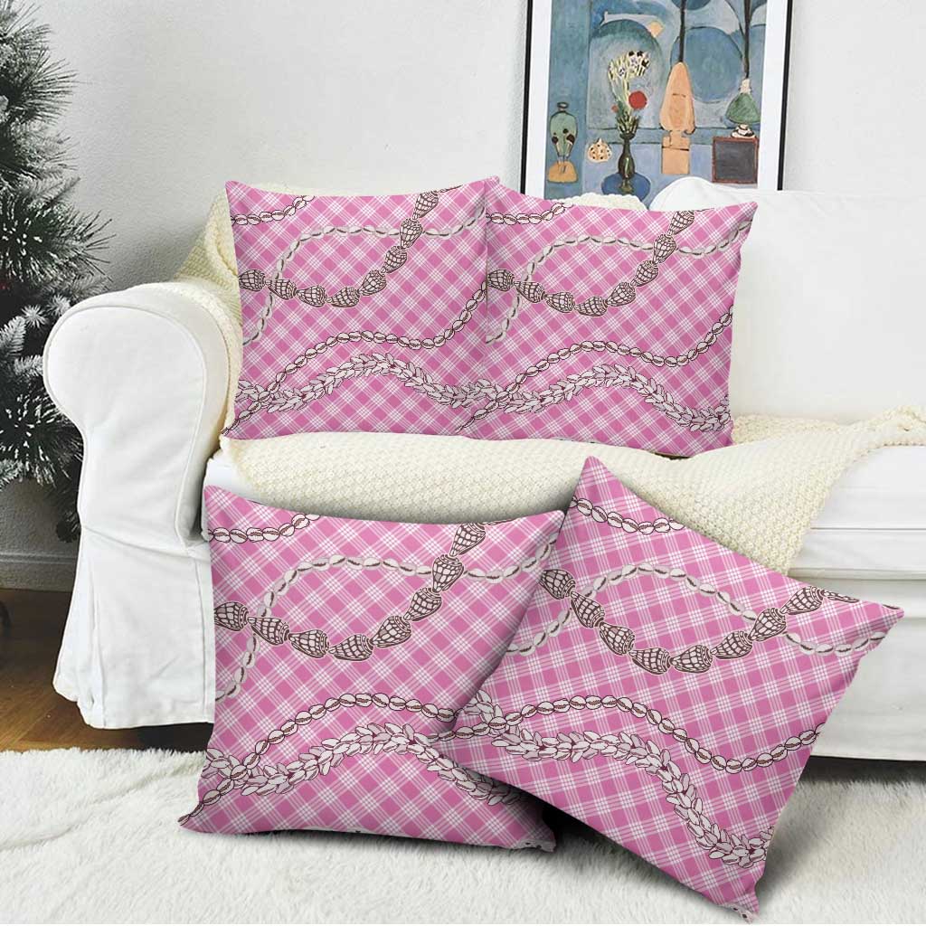 Pink Aloha Hawaii Shell Lei Pillow Cover Palaka Hebrew Cone Honey Cowrie Elegant Curves - Polynesian Pride