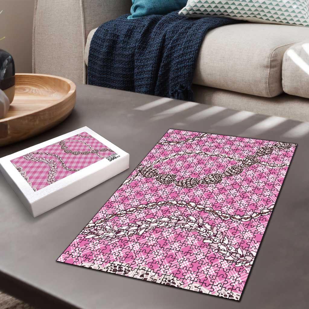 Pink Aloha Hawaii Shell Lei Puzzle Palaka Hebrew Cone Honey Cowrie Elegant Curves - Polynesian Pride