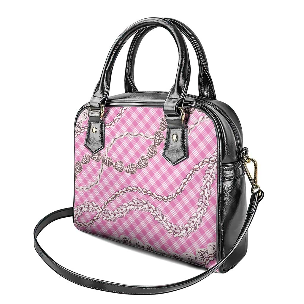 Pink Aloha Hawaii Shell Lei Shoulder Handbag Palaka Hebrew Cone Honey Cowrie Elegant Curves - Polynesian Pride
