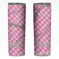 Pink Aloha Hawaii Shell Lei Skinny Tumbler Palaka Hebrew Cone Honey Cowrie Elegant Curves LT14 Pink - Polynesian Pride