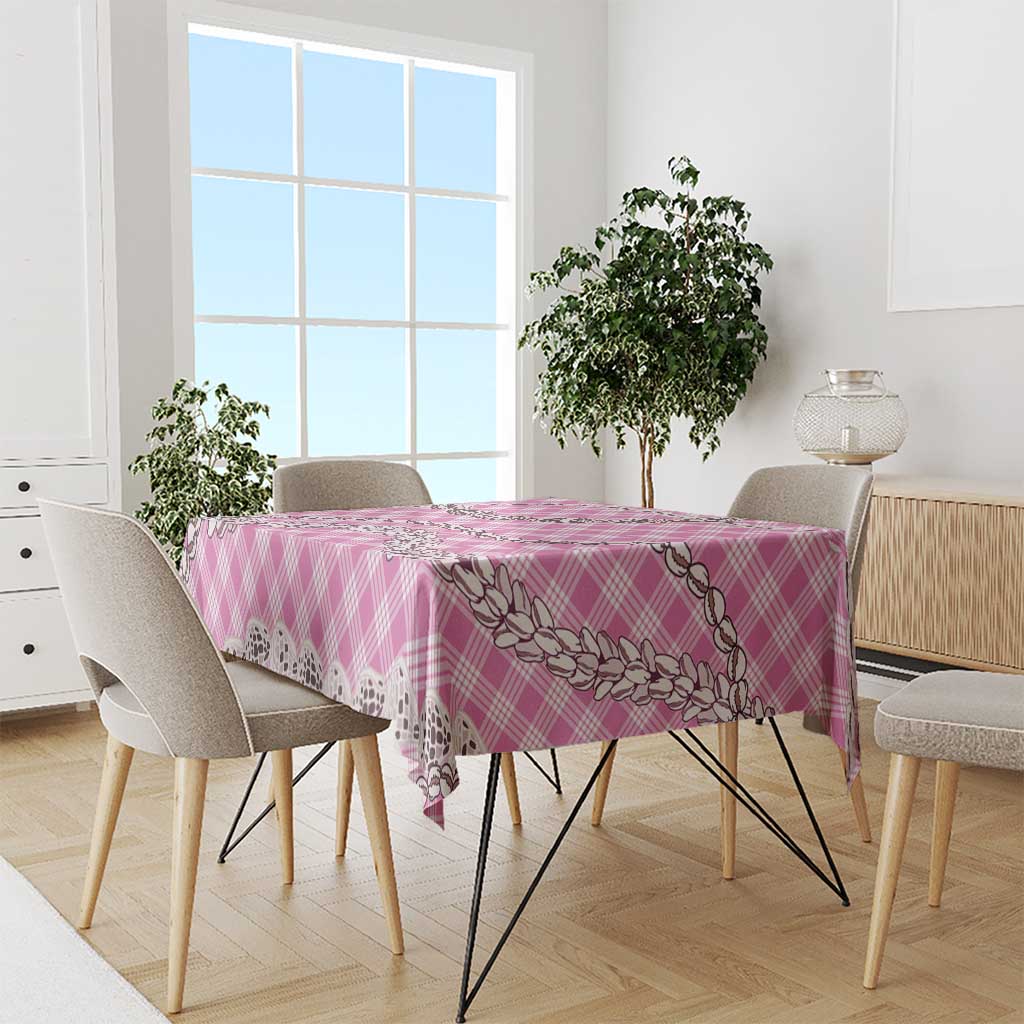 Pink Aloha Hawaii Shell Lei Tablecloth Palaka Hebrew Cone Honey Cowrie Elegant Curves - Polynesian Pride
