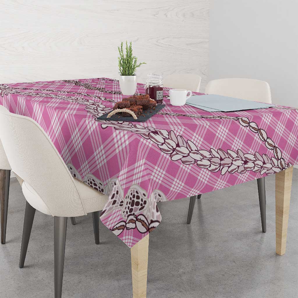 Pink Aloha Hawaii Shell Lei Tablecloth Palaka Hebrew Cone Honey Cowrie Elegant Curves - Polynesian Pride