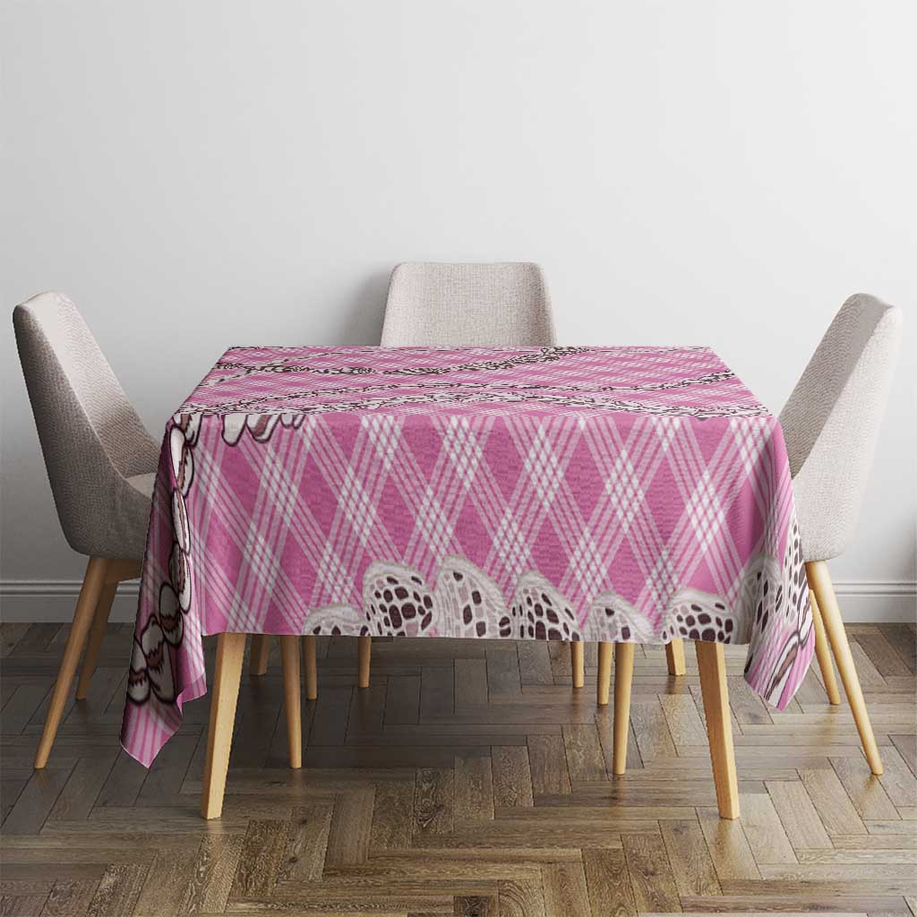 Pink Aloha Hawaii Shell Lei Tablecloth Palaka Hebrew Cone Honey Cowrie Elegant Curves - Polynesian Pride