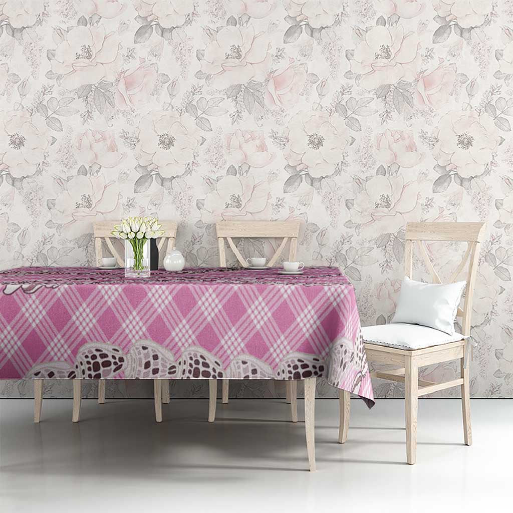 Pink Aloha Hawaii Shell Lei Tablecloth Palaka Hebrew Cone Honey Cowrie Elegant Curves - Polynesian Pride