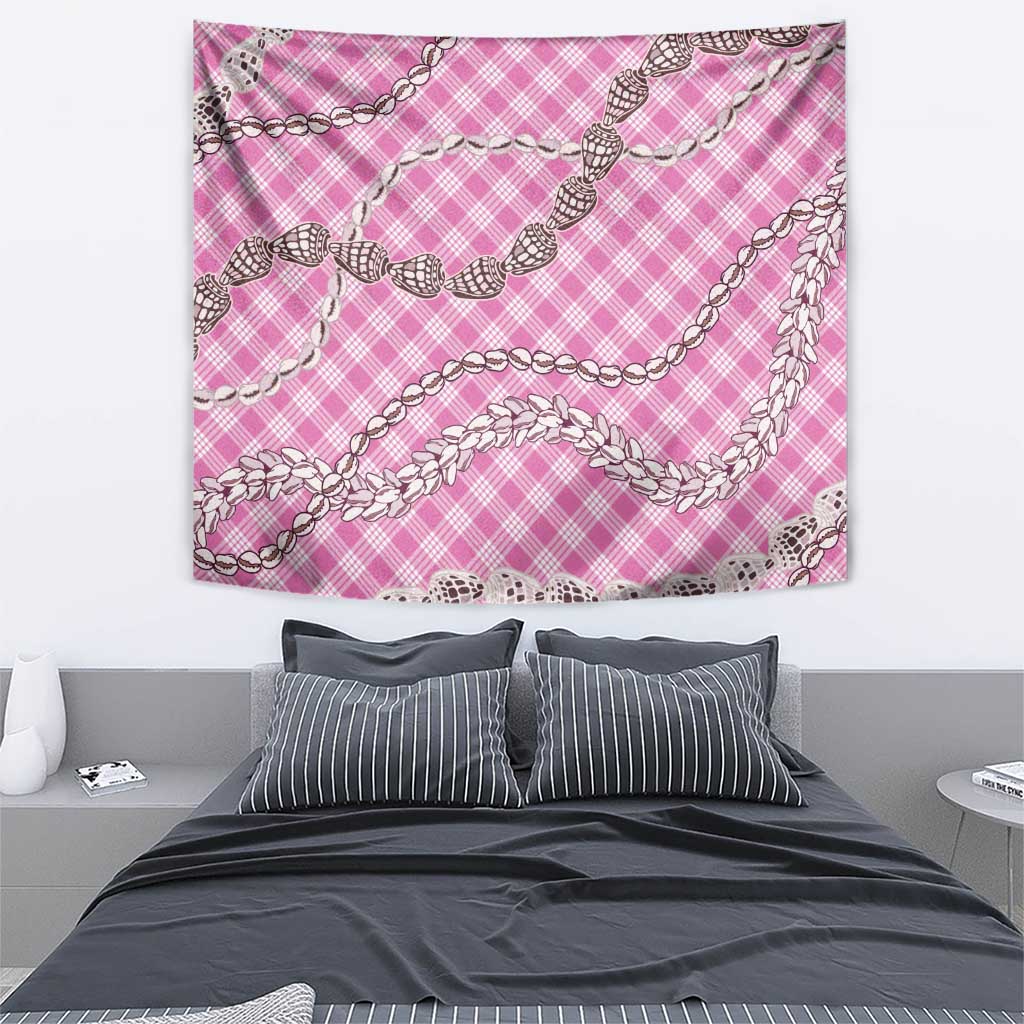 Pink Aloha Hawaii Shell Lei Tapestry Palaka Hebrew Cone Honey Cowrie Elegant Curves - Polynesian Pride