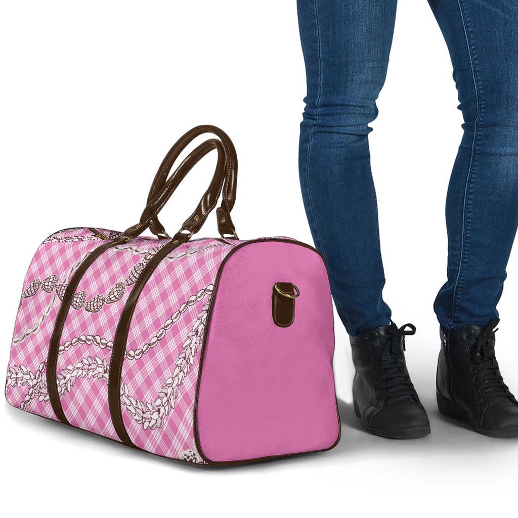 Pink Aloha Hawaii Shell Lei Travel Bag Palaka Hebrew Cone Honey Cowrie Elegant Curves - Polynesian Pride