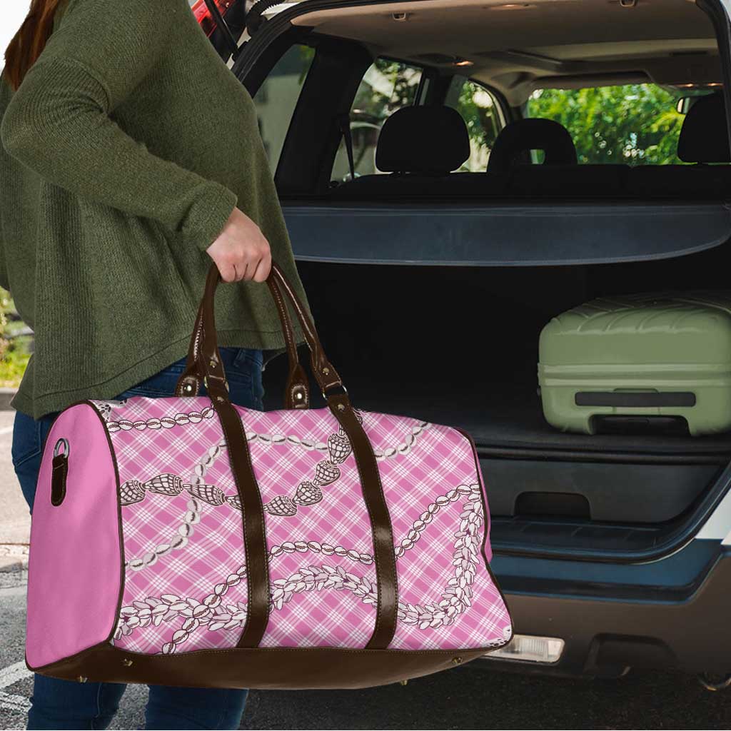 Pink Aloha Hawaii Shell Lei Travel Bag Palaka Hebrew Cone Honey Cowrie Elegant Curves - Polynesian Pride