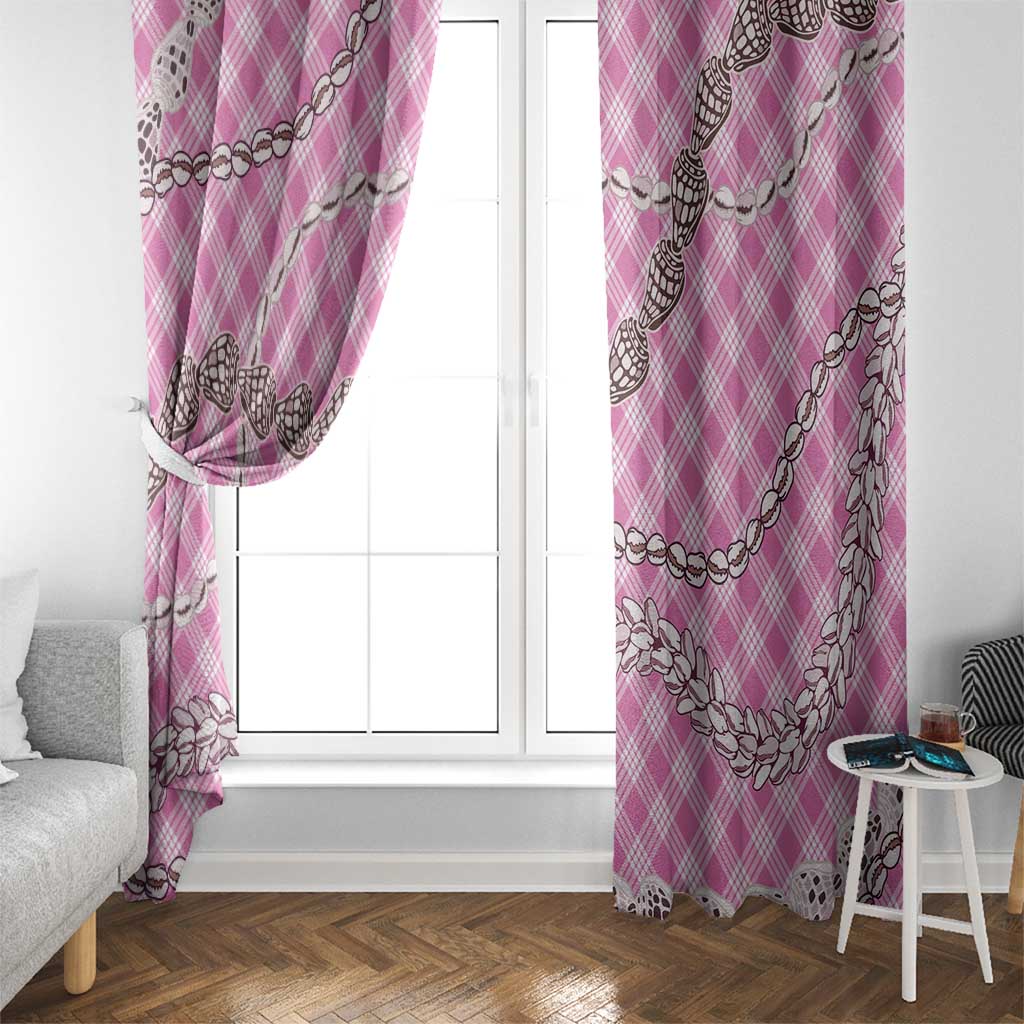 Pink Aloha Hawaii Shell Lei Window Curtain Palaka Hebrew Cone Honey Cowrie Elegant Curves - Polynesian Pride