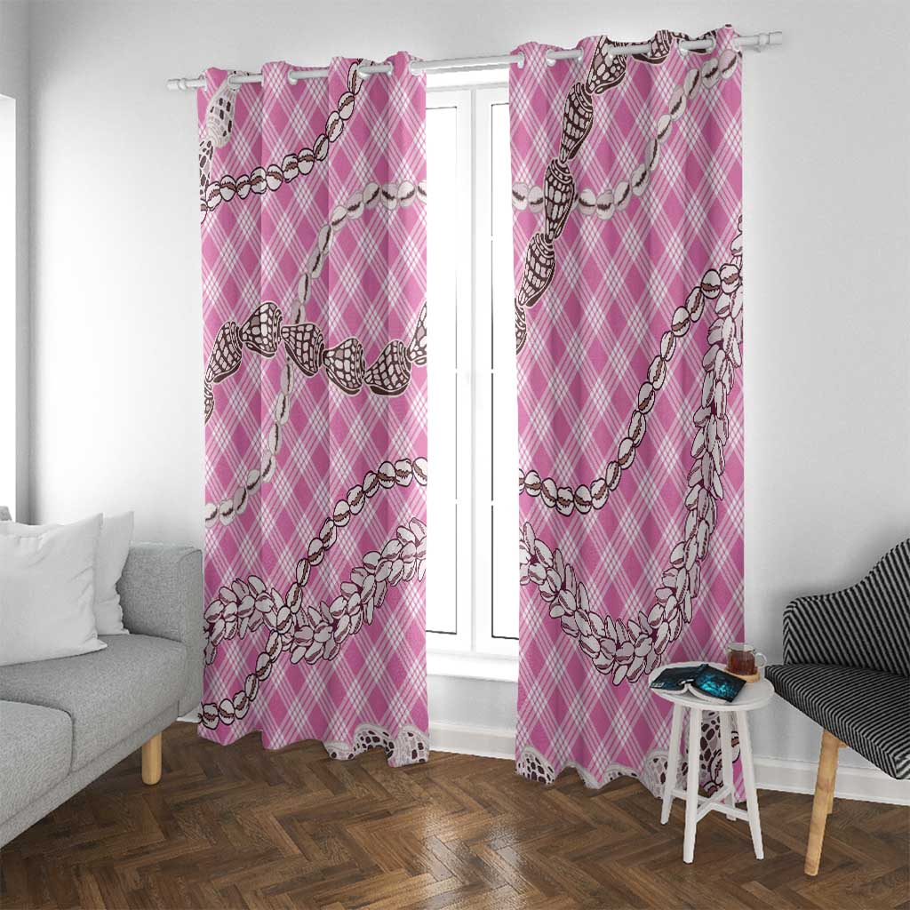 Pink Aloha Hawaii Shell Lei Window Curtain Palaka Hebrew Cone Honey Cowrie Elegant Curves - Polynesian Pride